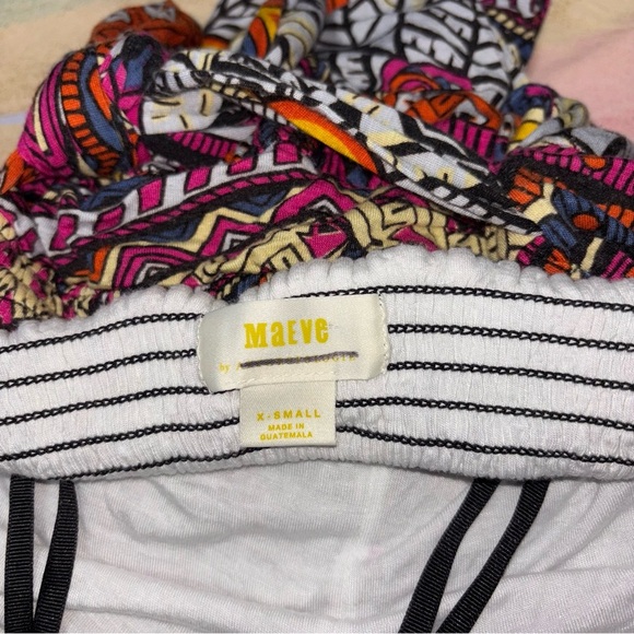 Anthropologie Maeve Cynthia Halter Maxi Dress XS P Pink Multi Geo Jersey Hippie - Picture 5 of 5